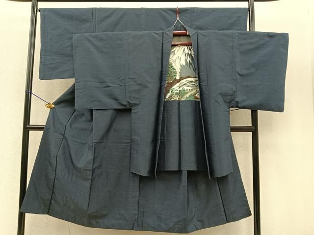 平和屋着物男性　本場大島紬　アンサンブル　80亀甲　羽裏：富士　正絹　逸品　BAAQ0273jr