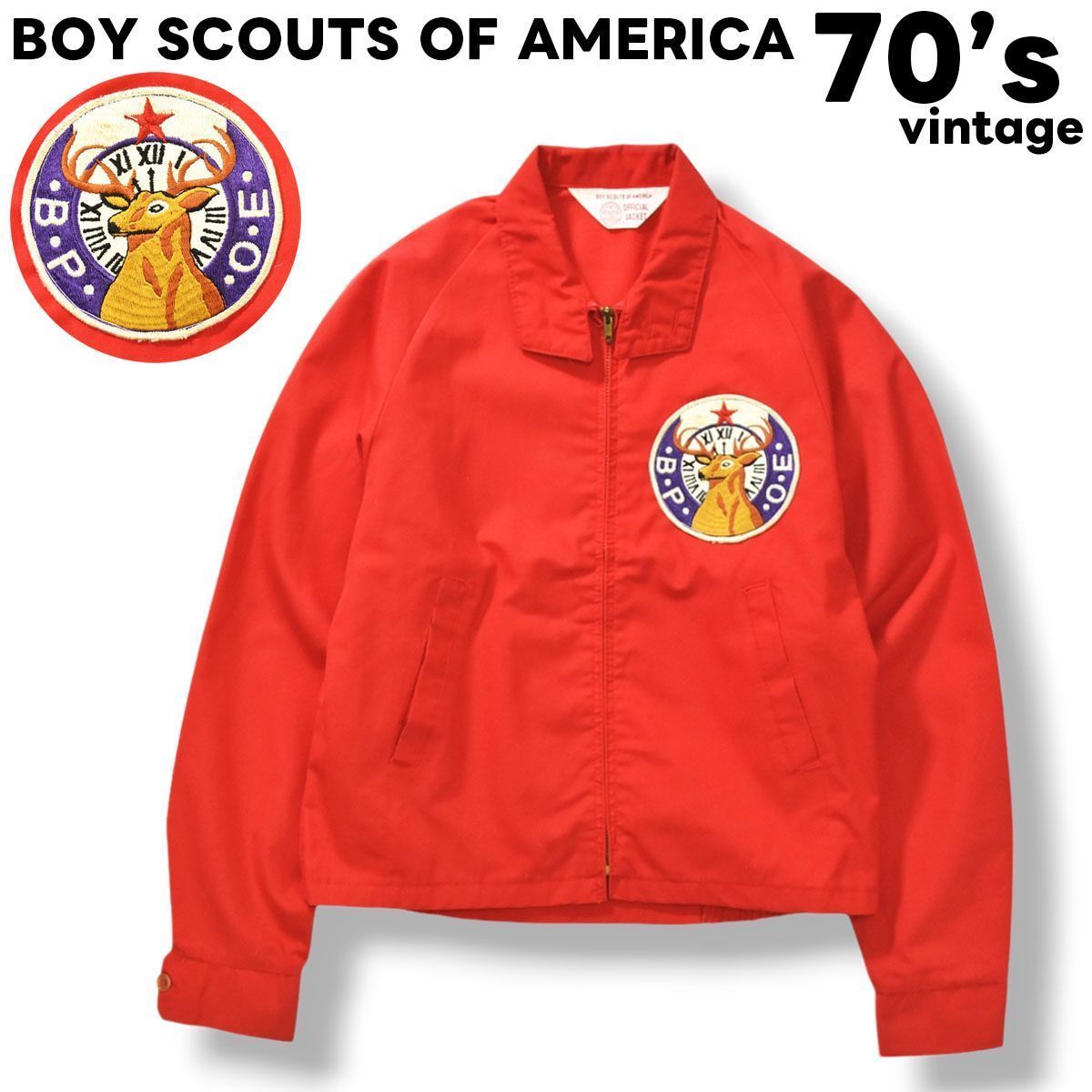 希少】 70s ヴィンテージ BOY SCOUTS OF AMERICA スウィングトップ ドリズラー ジャケット 棒TALON M相当 レッド  メンズ - メルカリ