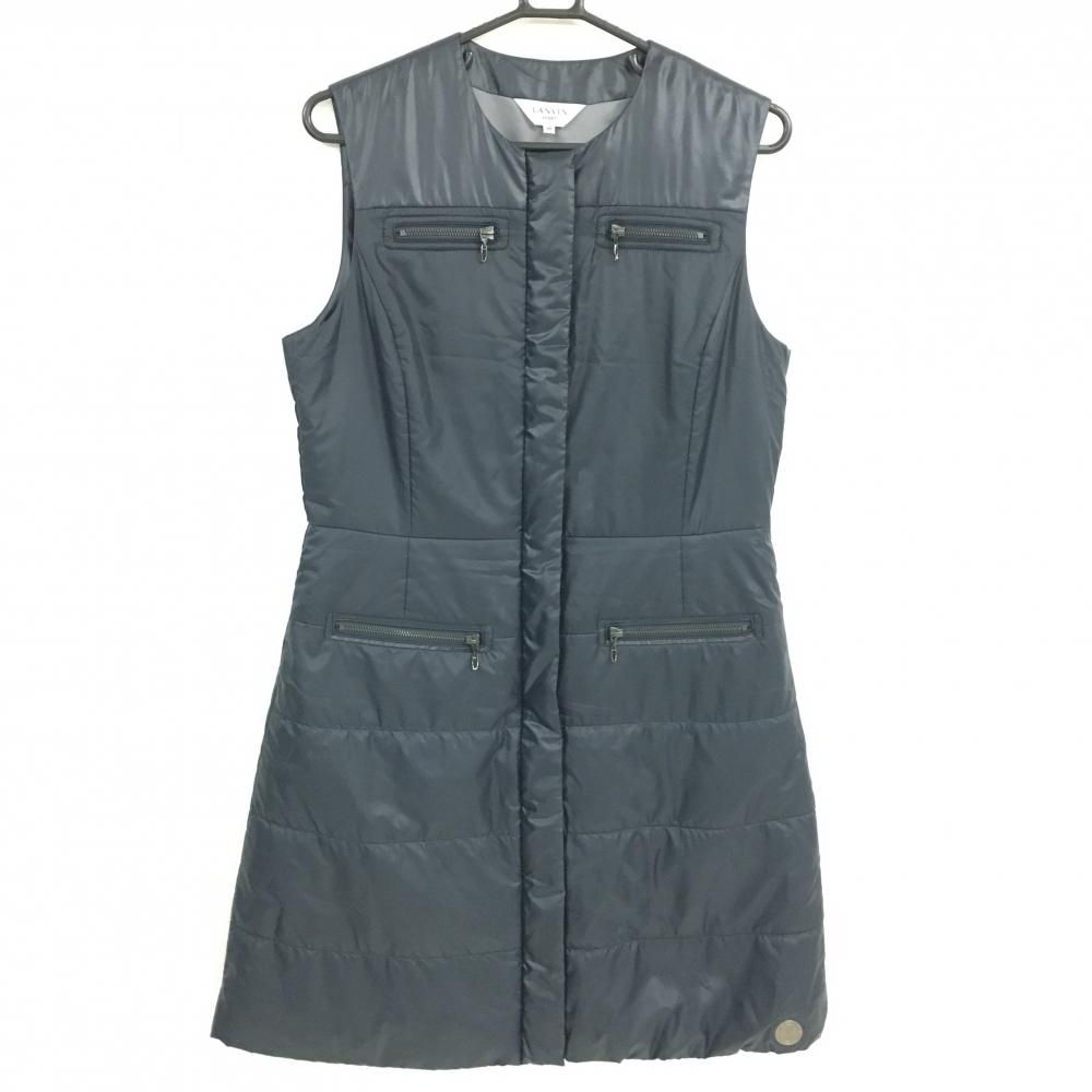 ランバンスポール 中綿ノースリーブワンピース ネイビー フルジップ スナップボタン レディース 40 L ゴルフウェア LANVIN SPORT