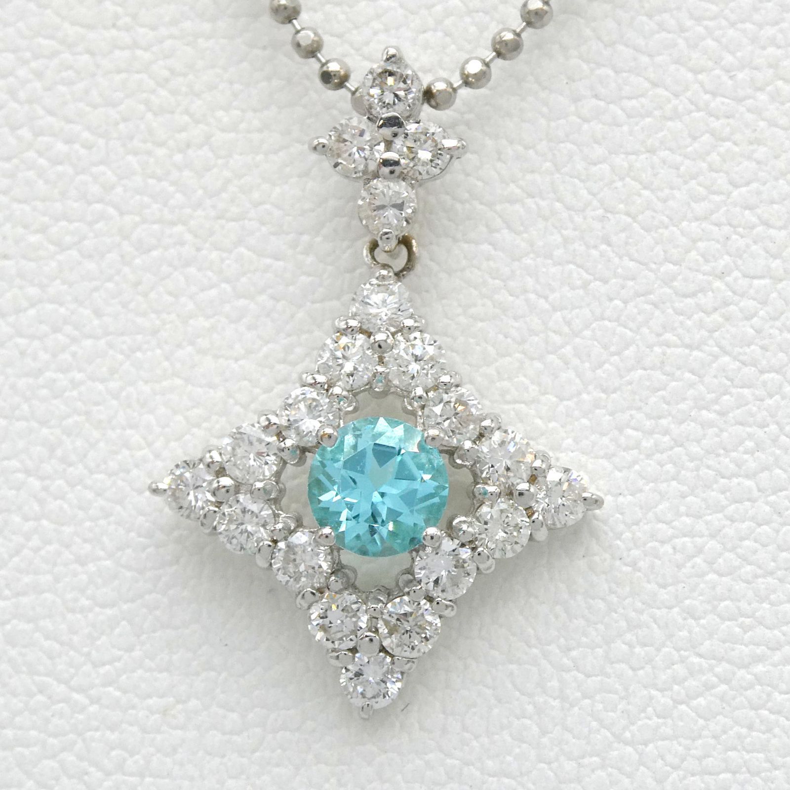 ネックレス Pt850/K18WG パライバトルマリン0.27ct ダイヤ0.5ct 40cm ...