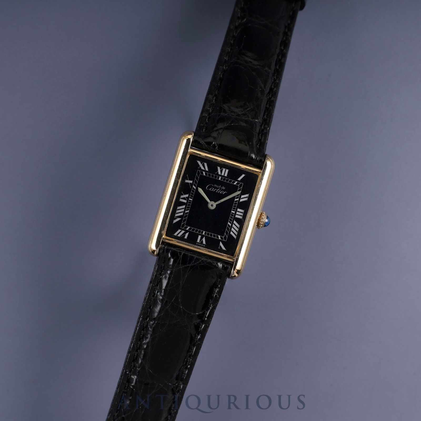 NaO。CARTIER 自動巻き 腕時計 ブラック Cartier】カルティエ マストタンク LM手巻きブラックローマ 純正