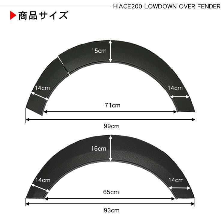 ハイエース 200系 全年式適合 ローダウンルック オーバーフェンダー 40mmダウン 標準/ワイドボディ DX/スーパーGL ABS素材 未塗装  ワイドフェンダー 外装 カスタム パーツ ハミタイ ダウンフェンダー - メルカリ