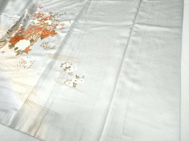 平和屋着物○訪問着 胴抜き仕立て 御所車檜扇鼓草花文 暈