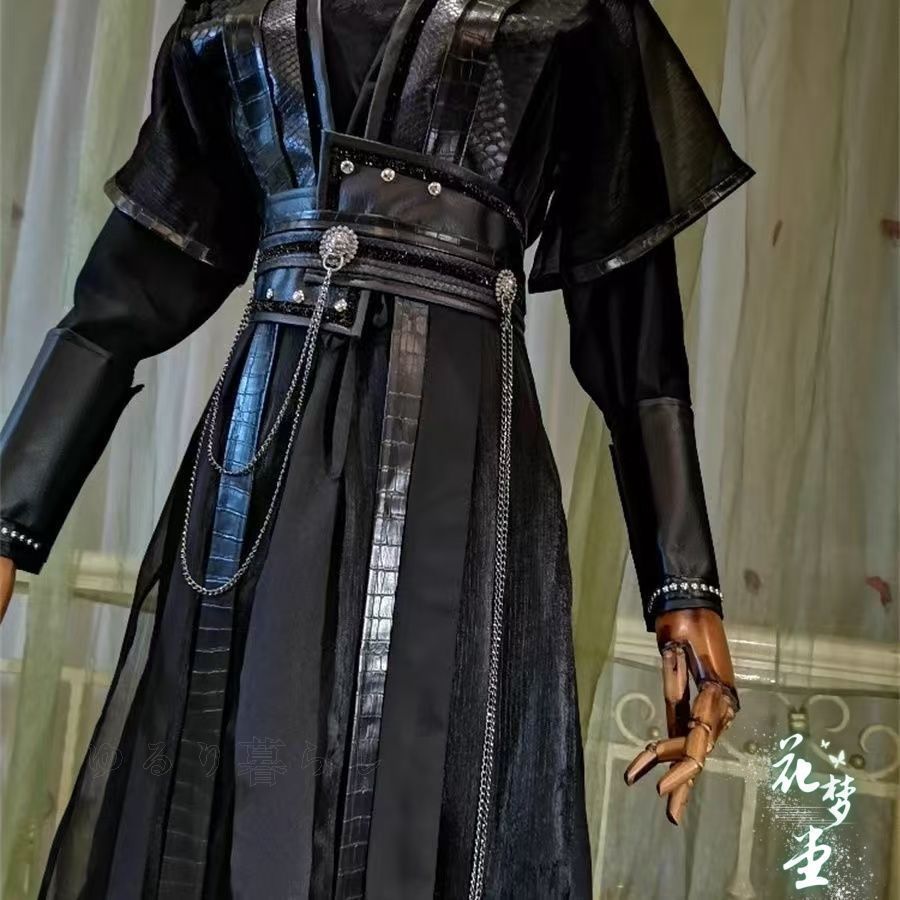 メンズ 漢服 コスプレ 黒 大きいサイズ 剣士 侠客 侍 コスチューム 中華風 演出服 学園祭 文化祭 写真撮影 舞台衣装 ハロウィン パーティー男女兼用