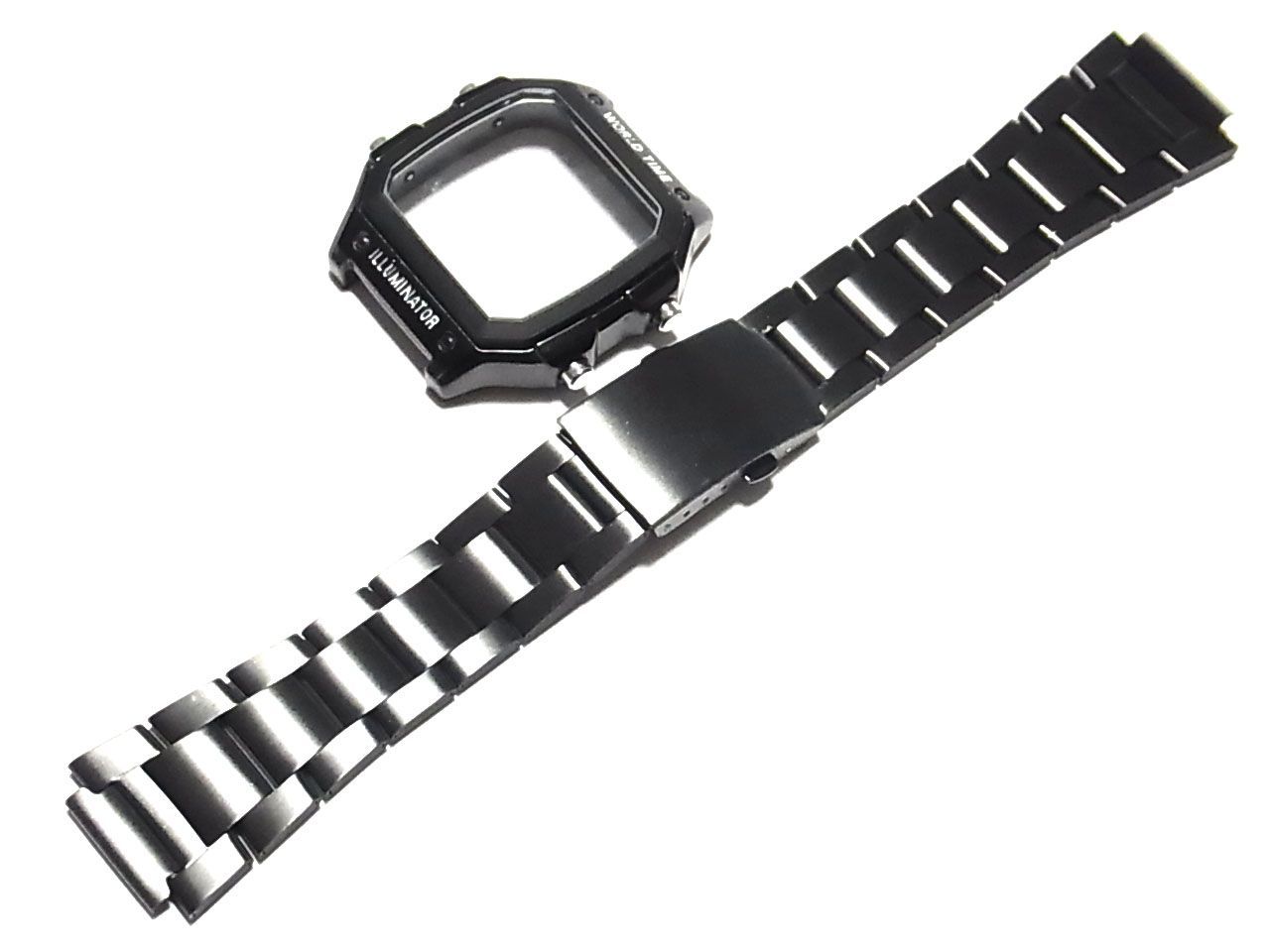 AE-1200用 カスタム用 メタルケース+ メタルベルト 黒 （チプカシ