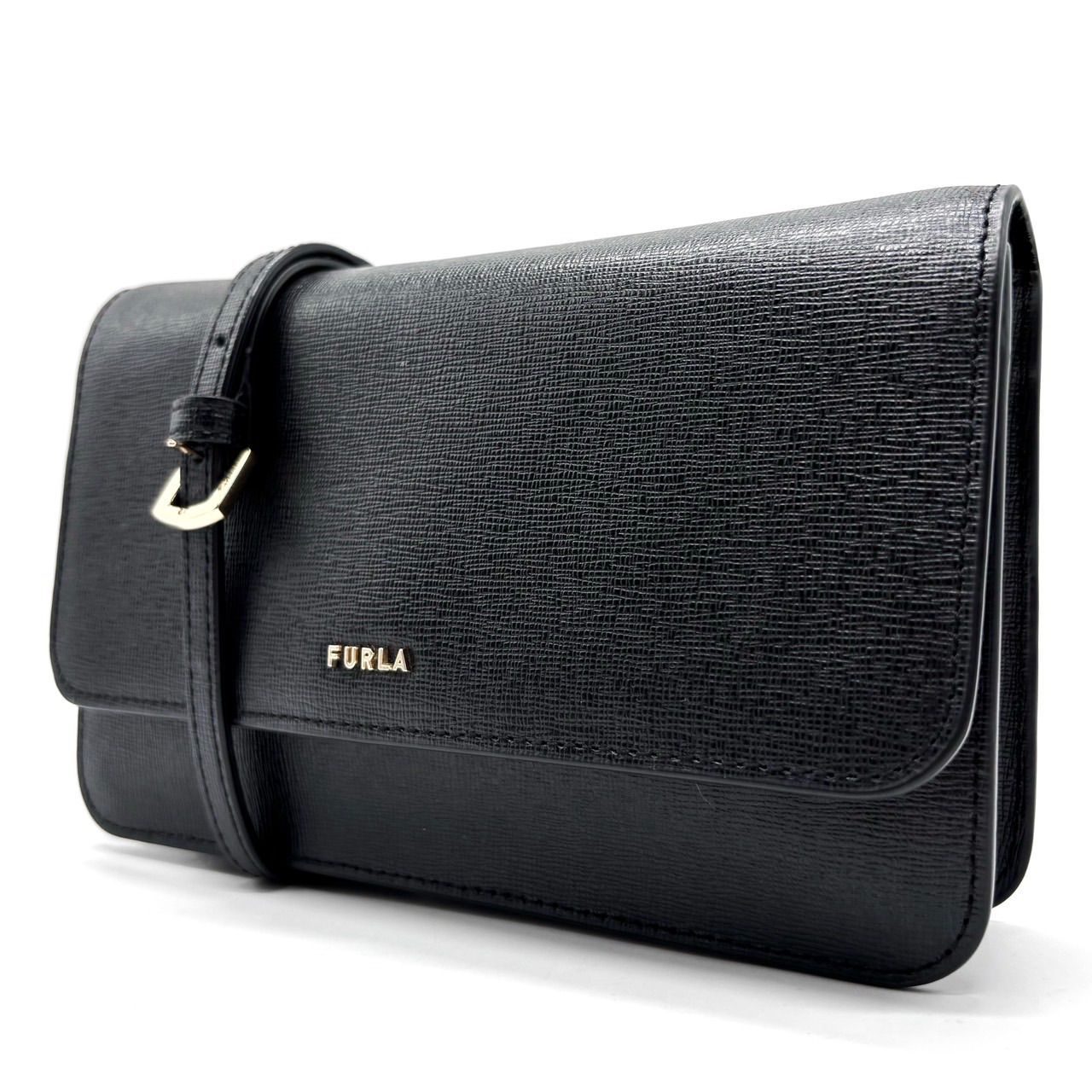 フルラ リーヴァ ショルダーバッグ ショルダーウォレット 着脱型　ブラック フルラ FURLA ショルダーバッグ リーヴァ ブラック レディース