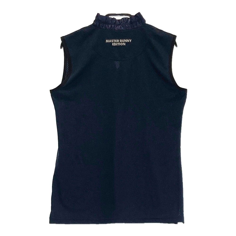 サイズ 0 MASTER BUNNY EDITION マスターバニーエディション モデル Vネック ノースリーブシャツ ロゴ刺繍 ネイビー系 240101244977 ゴルフウェア レディース ストスト
