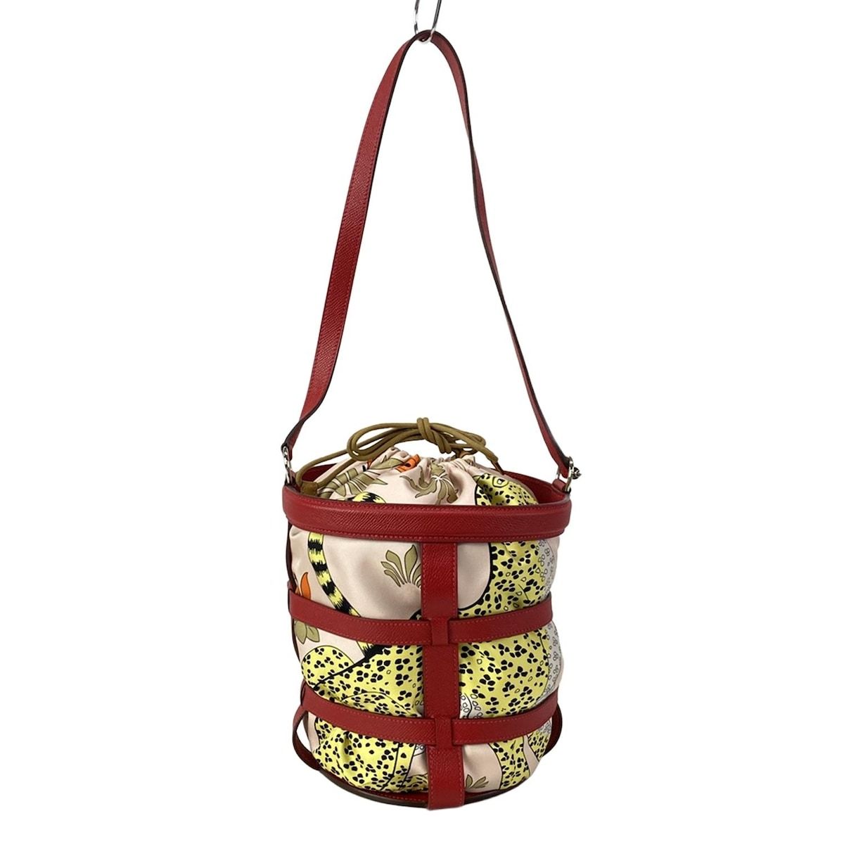 HERMES エルメス ショルダーバッグ ミュザルディーヌ 070544CKAB ルージュカザック×マルチ フラワー 花 |ヒョウ|シルバー金具 シルク