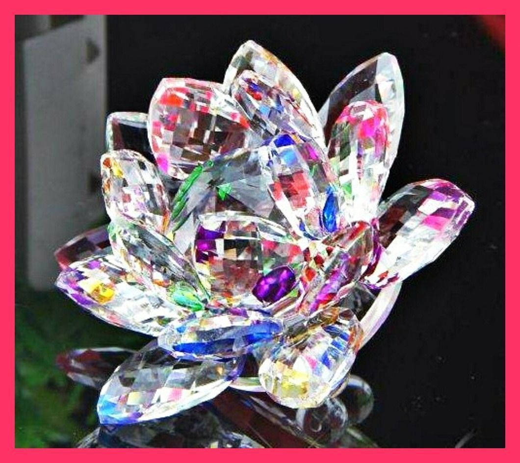 蓮の花 蓮華 クリスタル サンキャッチャー 置物 風水 開 蓮の花