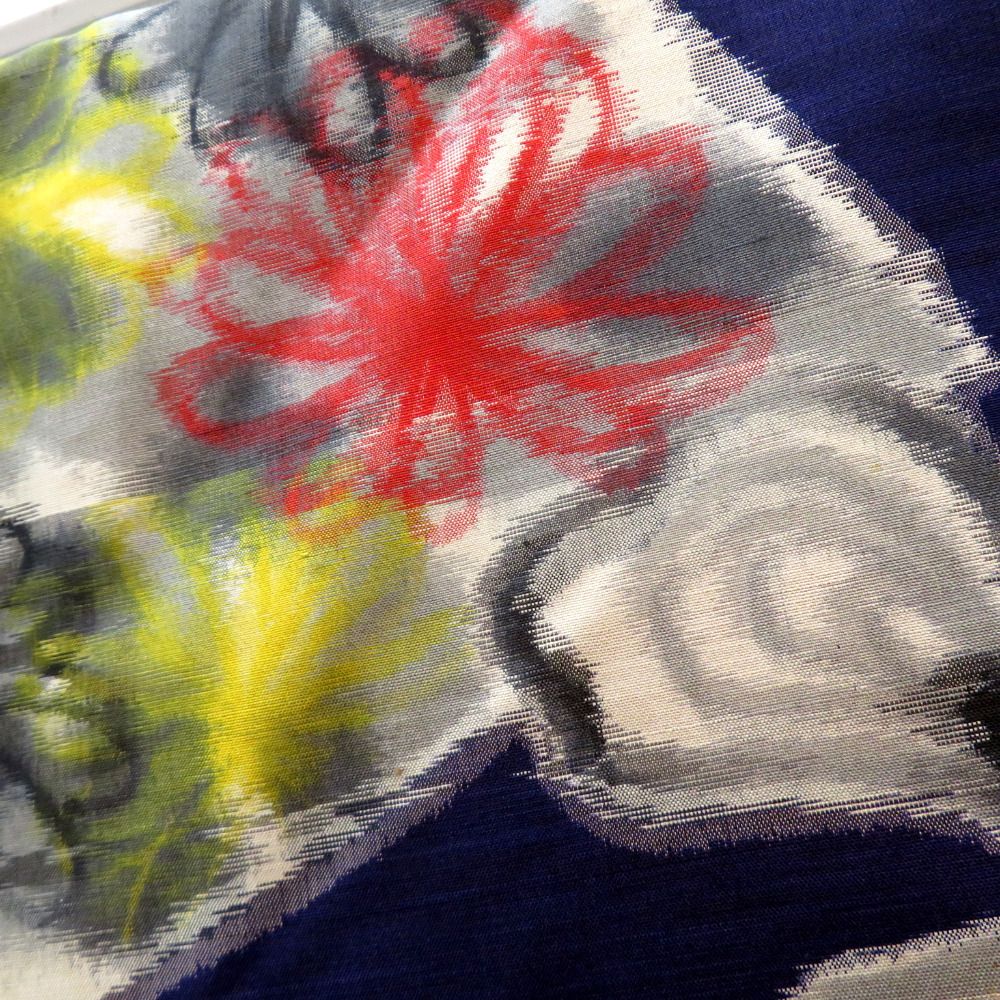 羽織 銘仙 アンティーク 昔羽織 長羽織 正絹 紺 墨色 マルチカラー