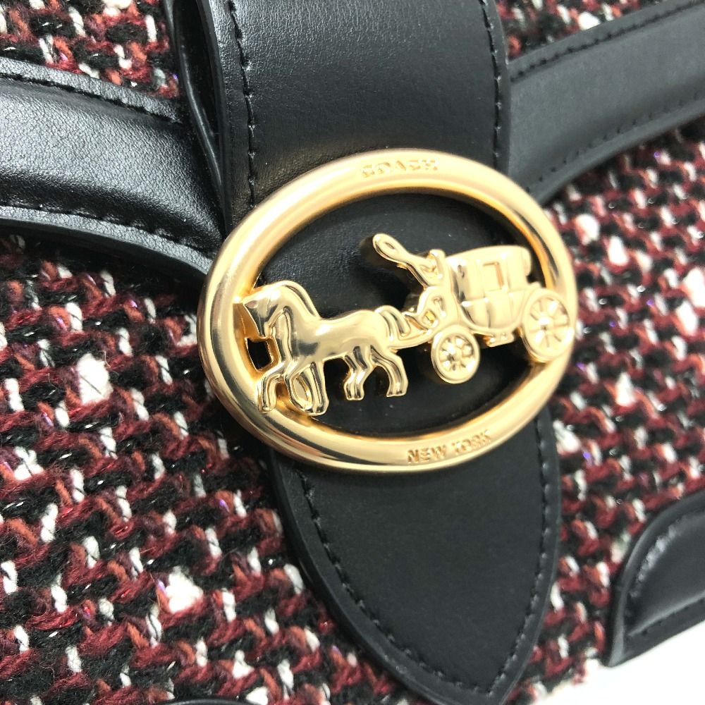 コーチ COACH 馬車金具 カバン ショルダーバッグ ツイード ブラック 美品