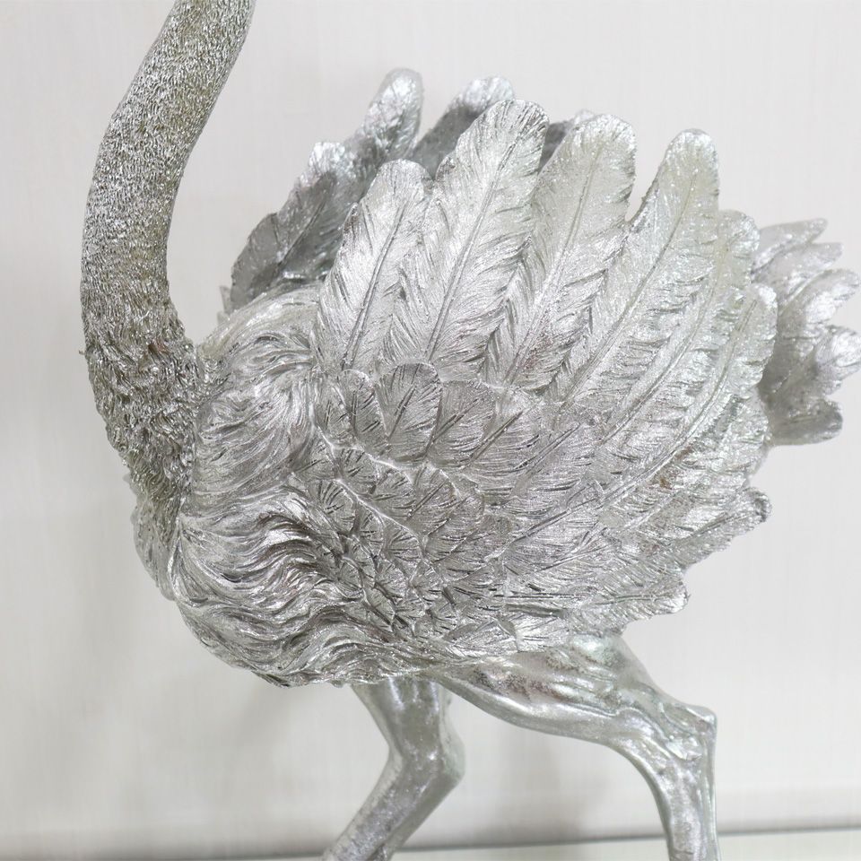 レア銀製品・受賞作品☆ガチョウ silver　　置物　海外製品　手作り ダチョウ オブジェ 置物 グリッター シルバー オーナメント