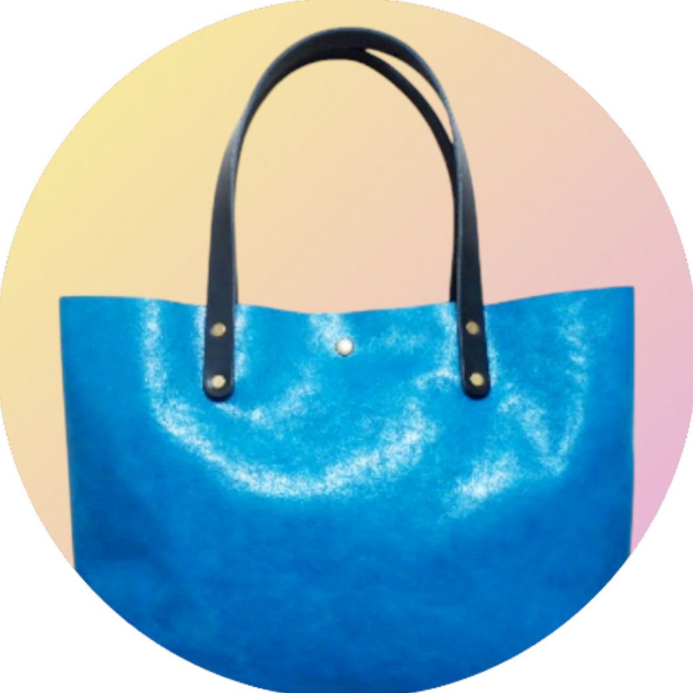 ハンドメイド　本革　トートバック　クリーマー　ブルー　★新品／未使用品987 ハンドメイド トートバック ヌメ本革 日本製 クリーマ ブルー