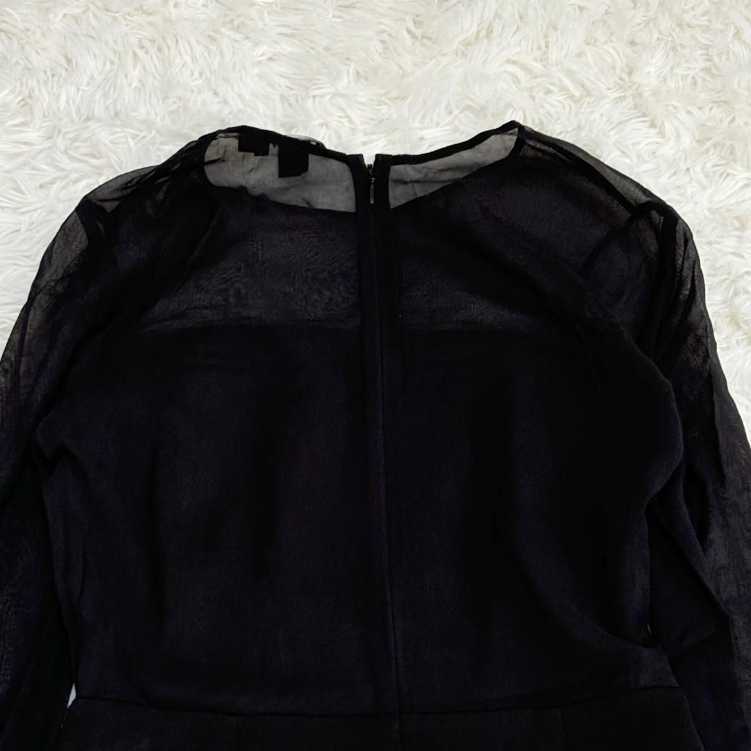 シルク混 レース切替ロングドレスワンピース