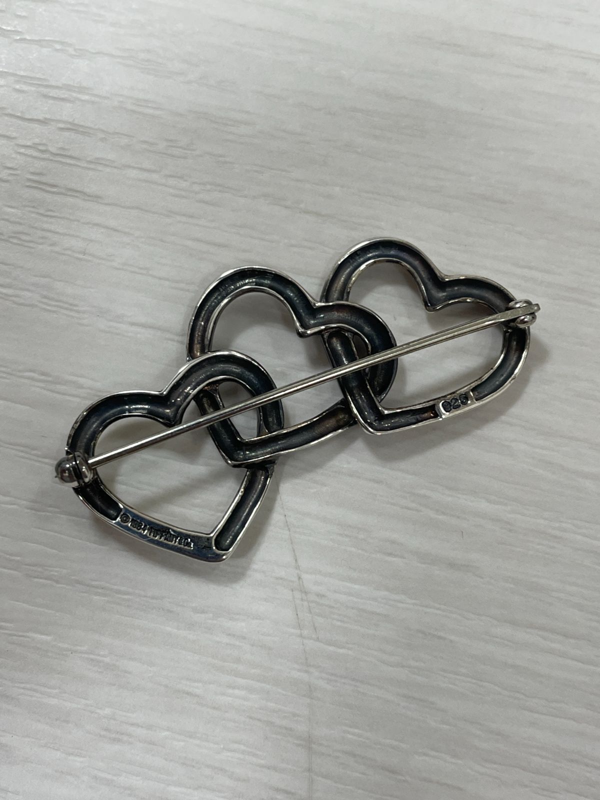 管理番号-P】Tiffany＆Co ティファニー トリプルハート ブローチ
