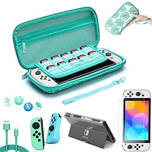 新品　かわいい 5in1【Switch 有機elモデル対応】ニンテンドースイッチ ケース 有機elモデル ケース ケース+有機el switch switch カバー+スイッチ oled ガラスフィルム+充電ケーブル+親指キャップ 収