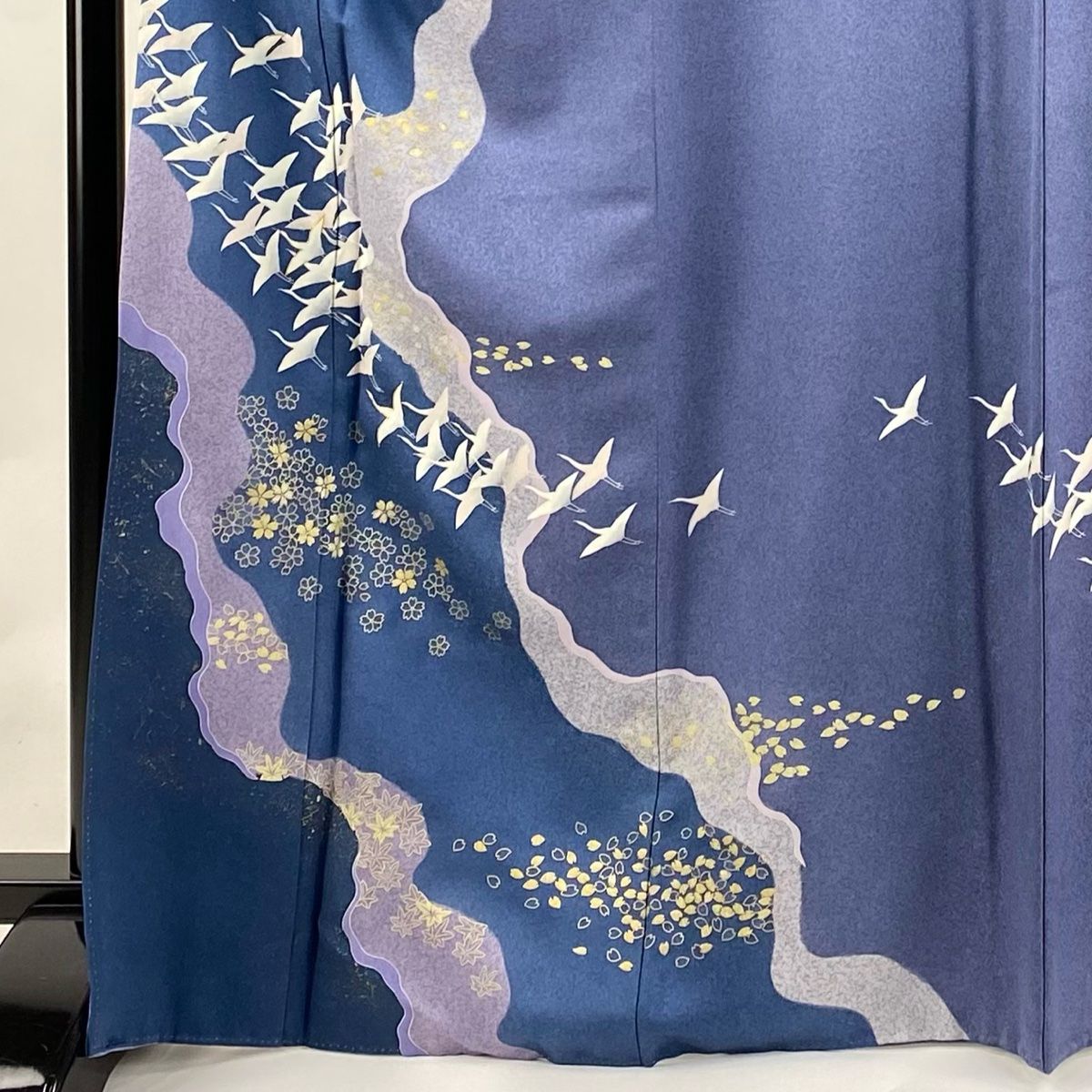 振袖 身丈168cm 裄丈69cm L 袷 桜 蝶 金糸 金彩 青緑 正絹 秀品 