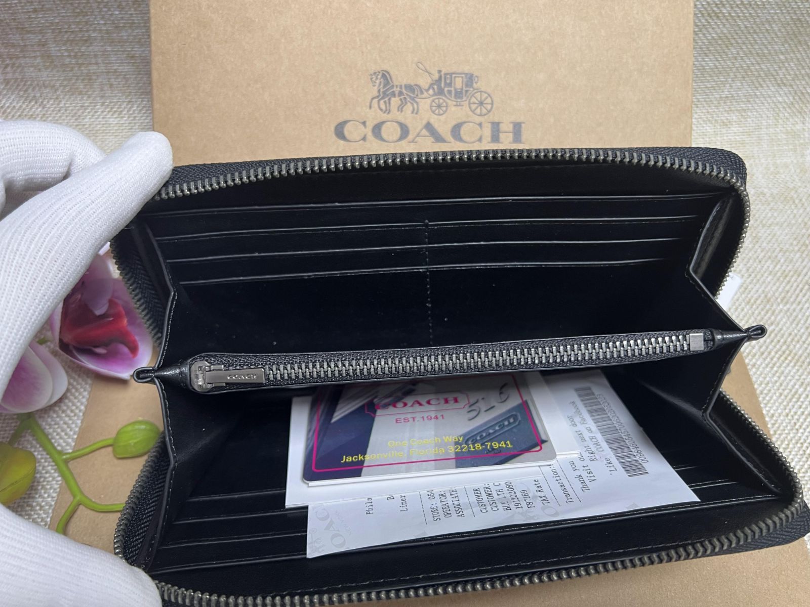 コーチ COACH 長財布 財布 マホガニー×ダークグリーンカモフラージュ