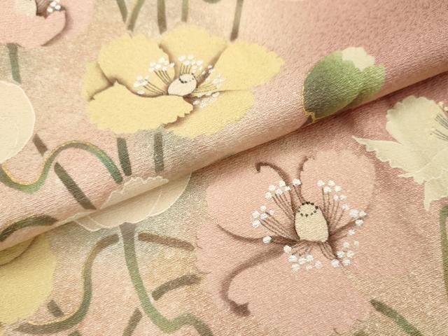 平和屋着物▼東京友禅　菅有鬼一　訪問着　手描き　枝花文　暈し染め　金彩　正絹　逸品　AAAY9381cs 平和屋着物▽東京友禅 菅有鬼一 訪問着 手描き 枝花文 暈し染め 金彩