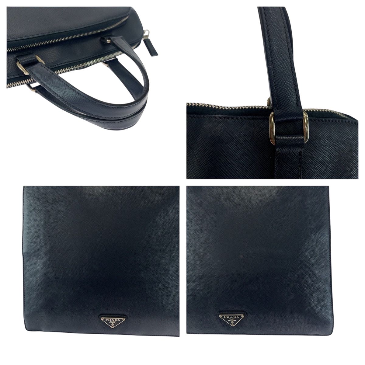 PRADA プラダ 三角プレートロゴ ナイロン × サフィアーノレザー ブラック 定番 大人気 PRADA プラダ 二つ折り財布 ナイロン 黒 三角