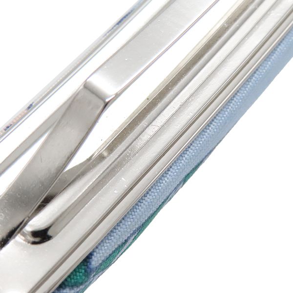 エルメス HERMES バレッタ エクリプス GM シルク メタル ブルーXマルチ シルバー金具 LA FOLLE PARADE ラ フォル パラード ヘア DECORATOM_COM_BR