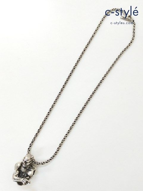 V538 [人気] かすう工房 鬼ネックレス シルバー 和柄 和風 | Q
