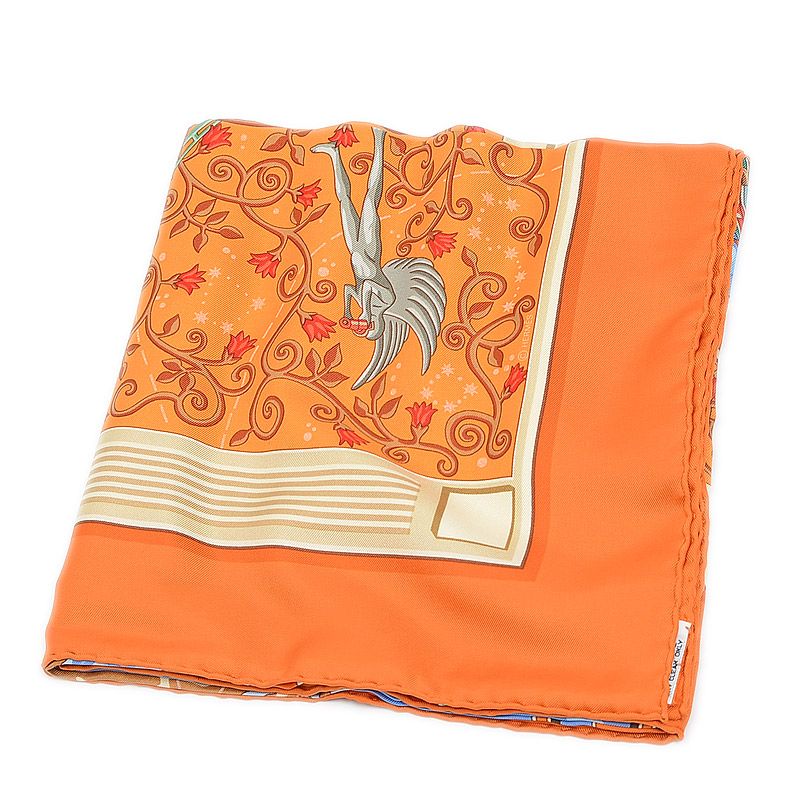 エルメス カレ90 スカーフ 世界地図 www.hermes.com オレンジ