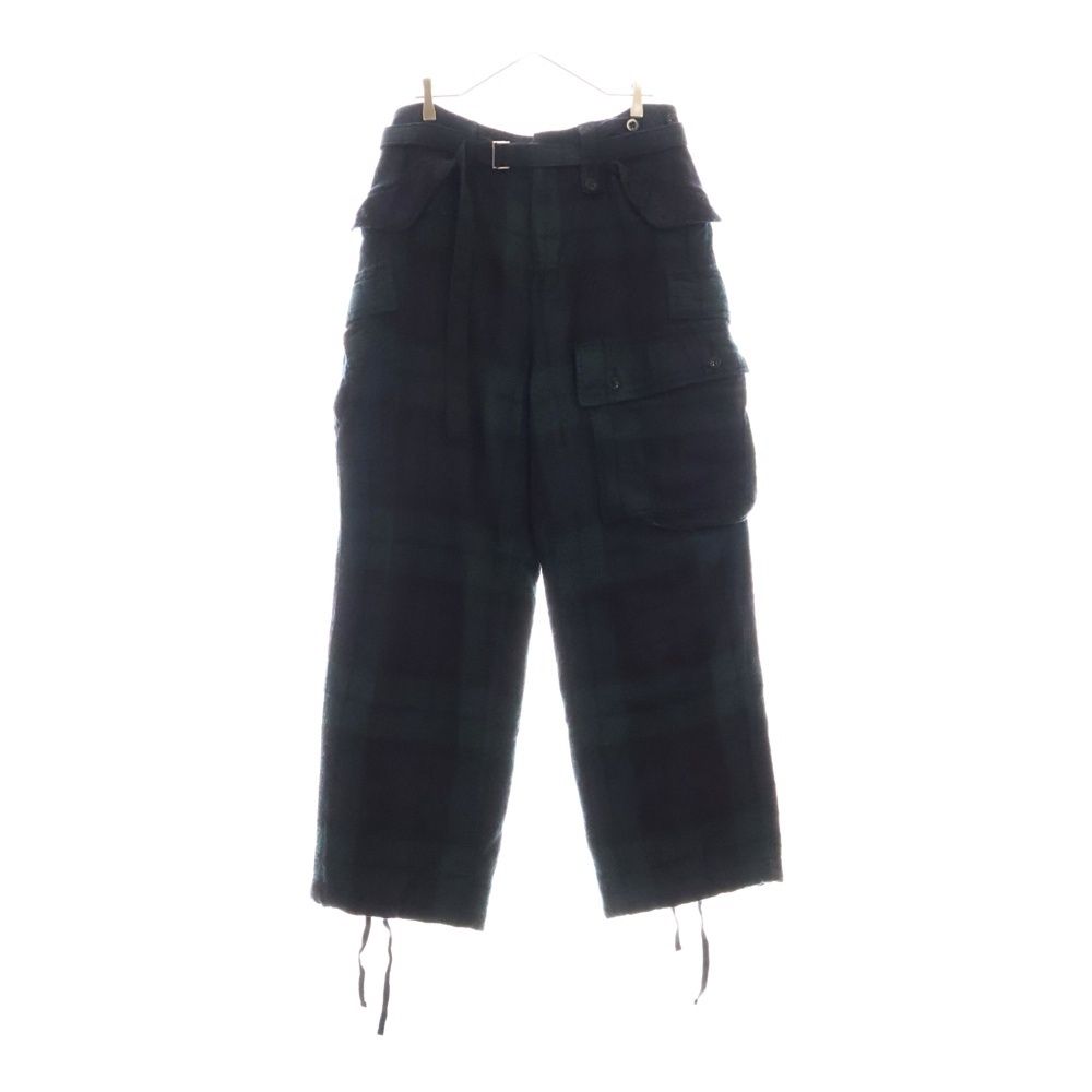 Sacai (サカイ) 20AW ベルト付き チェック ウール ワイドカーゴパンツ
