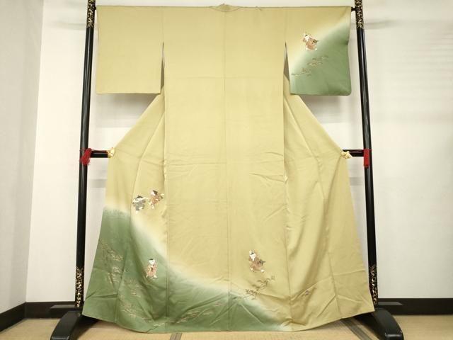 平和屋着物○訪問着 童子 松 暈し染め 金彩 正絹 逸品 AABB5401ck 平和