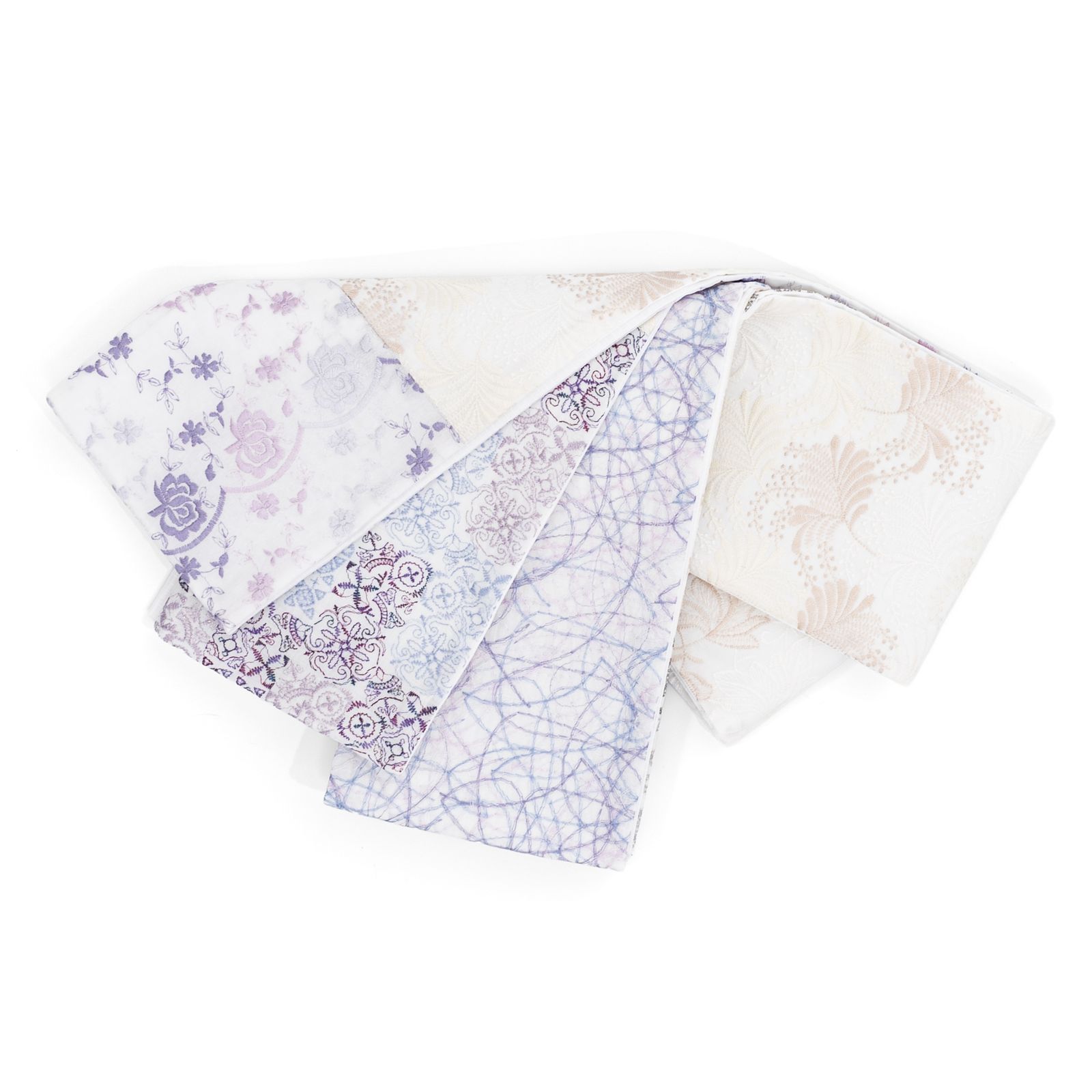 シルクオーガンジーレース半幅帯 白紫系