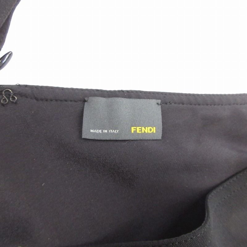 最高級⭐️FENDI 赤・黒 フリル付きノースリーブワンピース　42 XLサイズ 1418923_info_EC8045FF-C4D7-