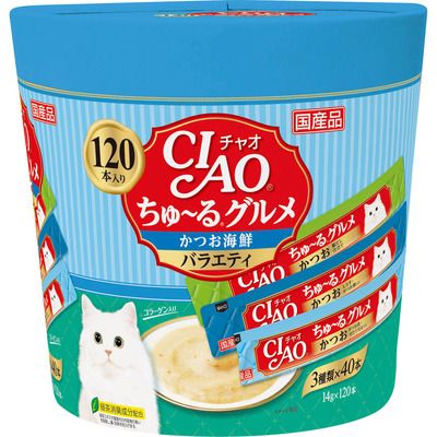 同梱不可 4個セット いなば CIAOちゅ～るグルメ120本かつお海鮮バラエティ14g×120本
