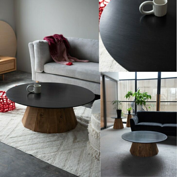 ラウンドテーブルL 天然木 オーク パイン ローテーブル センター