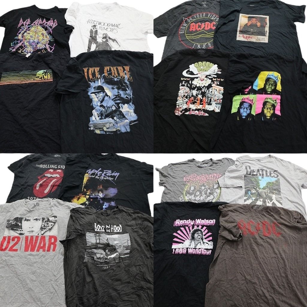 古着卸 音楽 バンド 半袖Tシャツ 16枚セット メンズ 2XL アイスキューブ デフレパード パープルレイン 古着 NA1569