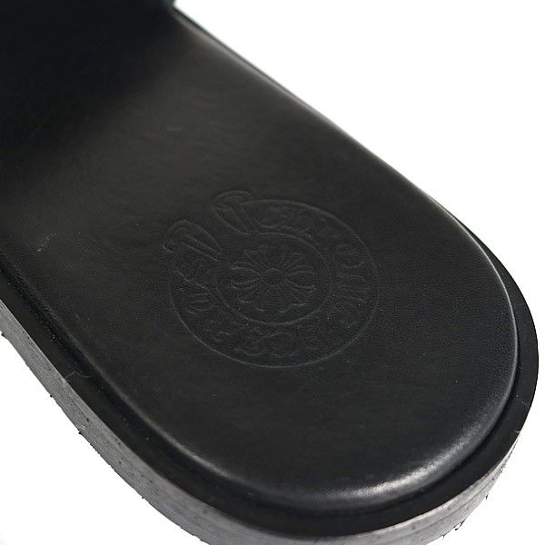 【新品未使用】クロムハーツCHプラスパッチ　レザースライドサンダル 黒　38 CHROME HEARTS クロム・ハーツ CH PLUS PTCH SLIDE SHOE BLACK