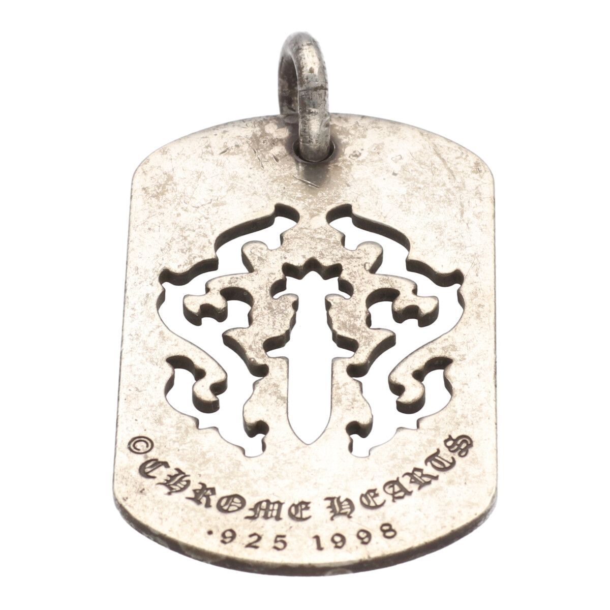 中古】 CHROME HEARTS クロムハーツ ダガーカットアウトドッグタグ