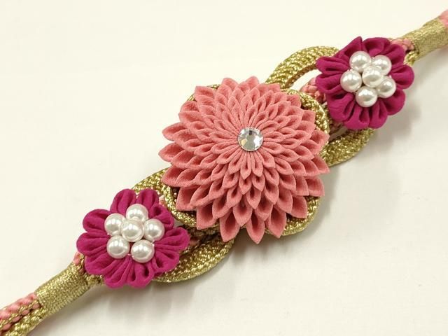 平和屋着物○和装小物 振袖用帯締め 装飾 つまみ細工 ラインストーン