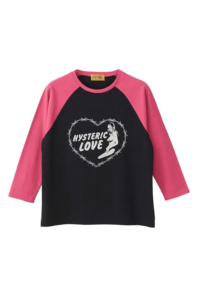 HYSTERIC GLAMOUR ヒステリックグラマー 01253CL09 HYSTERIC LOVE 七分袖Tシャツ PINK 正規通販 レディース