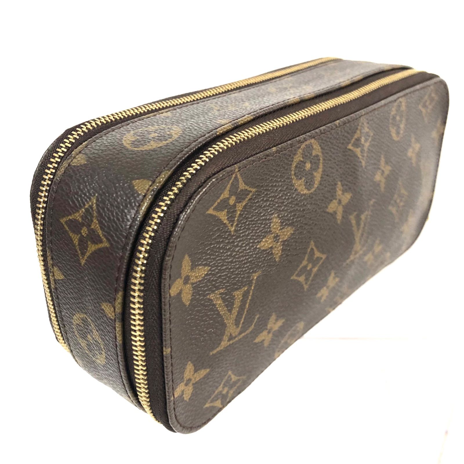 □外観極美品□希少GMサイズ□鑑定済み□LOUIS VUITTON ルイヴィトン モノグラム トゥルース ブラッシュGM メイクポーチ コスメポーチ  W収納 PVC ブラウン ゴールド金具 フランス製 刻印あり - メルカリ