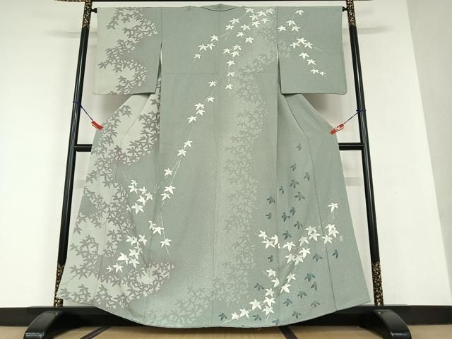平和屋着物●倉染匠 友禅作家 倉翔篁 訪問着 枝葉シルエット 暈し染め 正絹 AAAU8457zg
