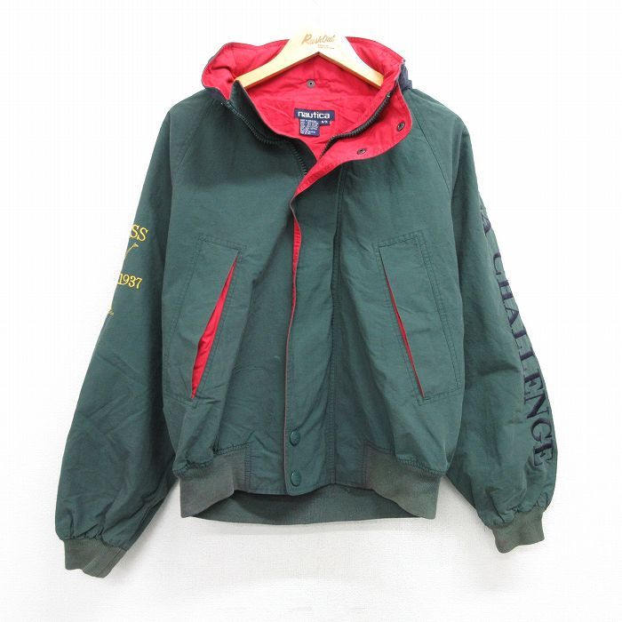 XL/古着 ノーティカ 長袖 ブランド セーリング ジャケット メンズ 90s ビッグロゴ ラグラン 緑他 グリーン 25feb13 中古 アウター ジャンパ