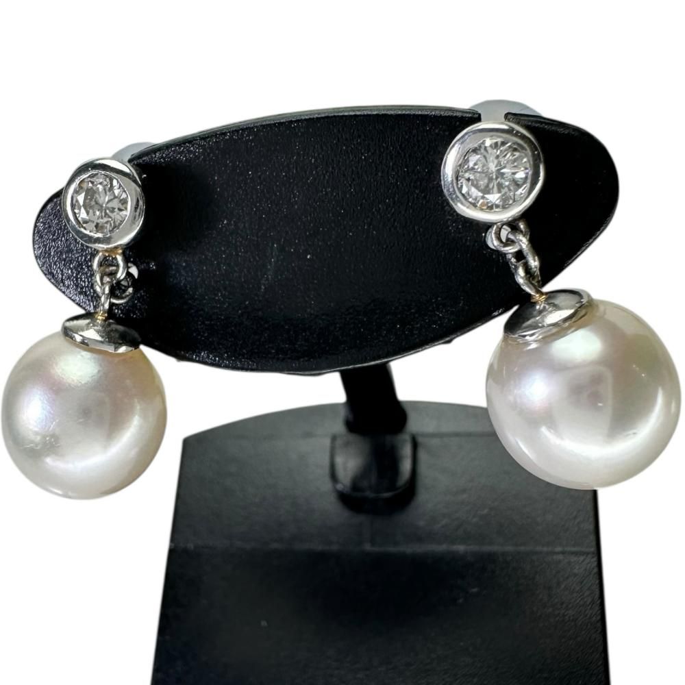 アコヤ真珠8.7mm ダイヤモンド ピアス Pt900プラチナ 3.6g