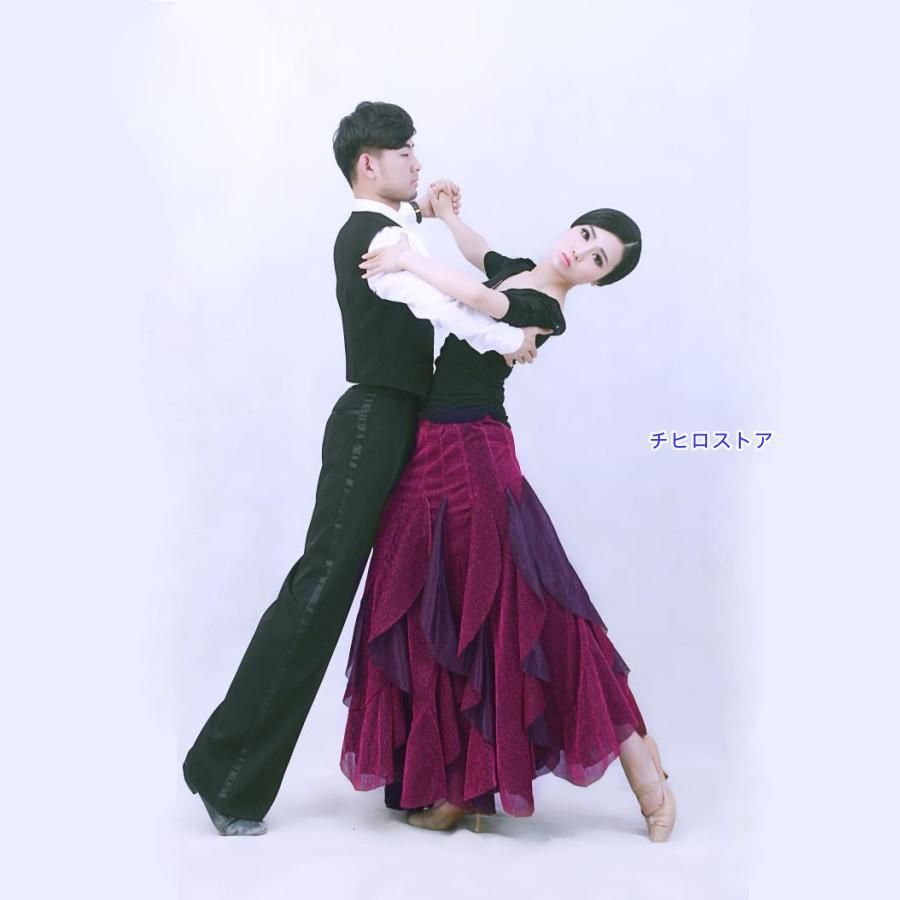 社交ダンススカート スタンダードドレス ロングスカートスカート 社交ダンス衣装 ステージ衣装 モダン衣装 競技着 発表会 豪華 大きいサイ