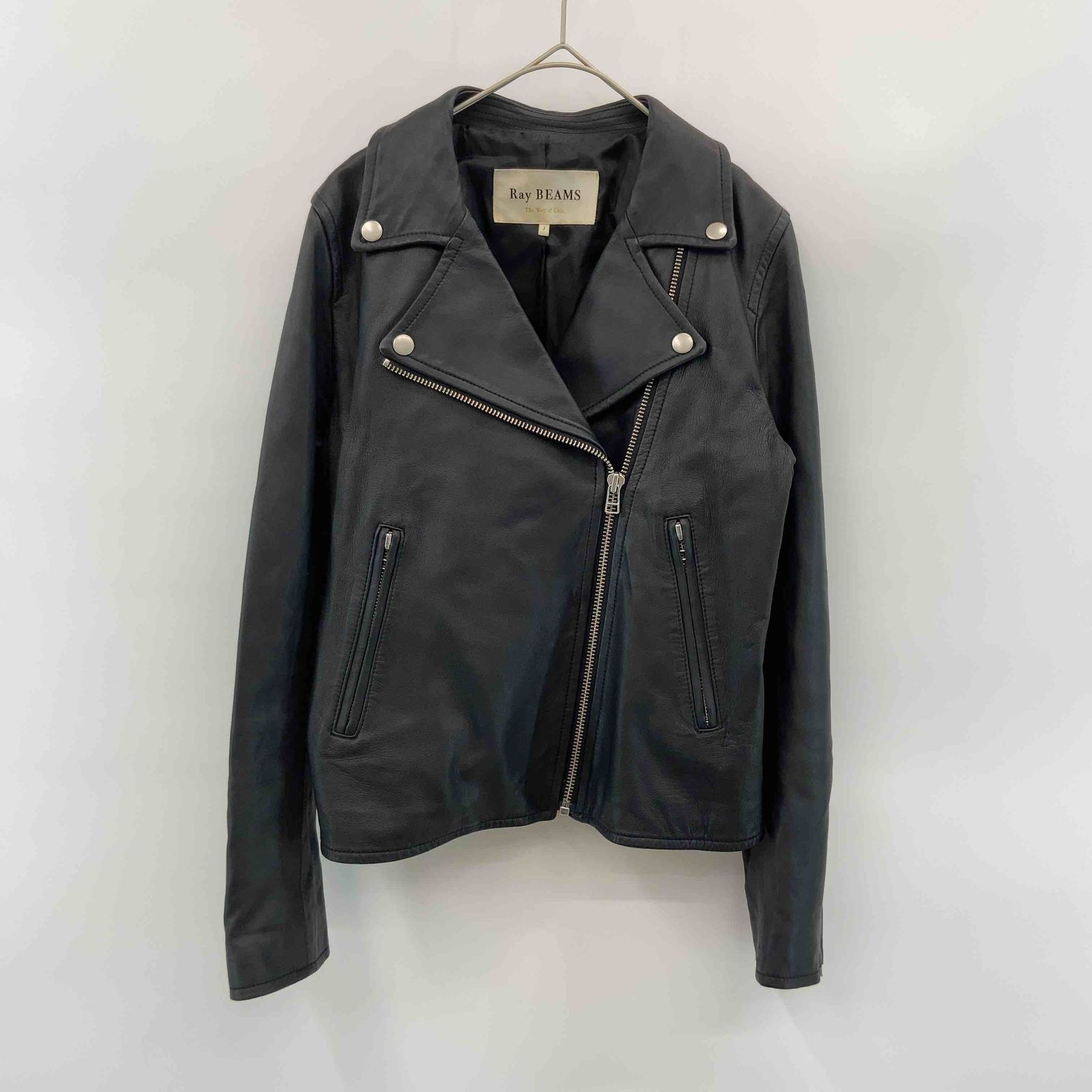 【美品】Ray BEAMS ビームス レザージャケット 羊革　ライダージャケット 美品】BEAMS レザージャケット ダブルライダースジャケット S