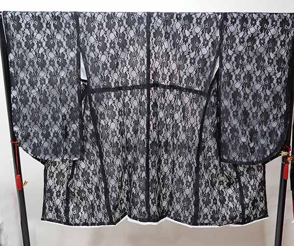 二尺袖着物 単品 仕立て上がり 総レース ショート丈 黒色 NO39479-5 二尺袖着物 単品 仕立て上がり 総レース ショート丈 黒色 NO39479-1