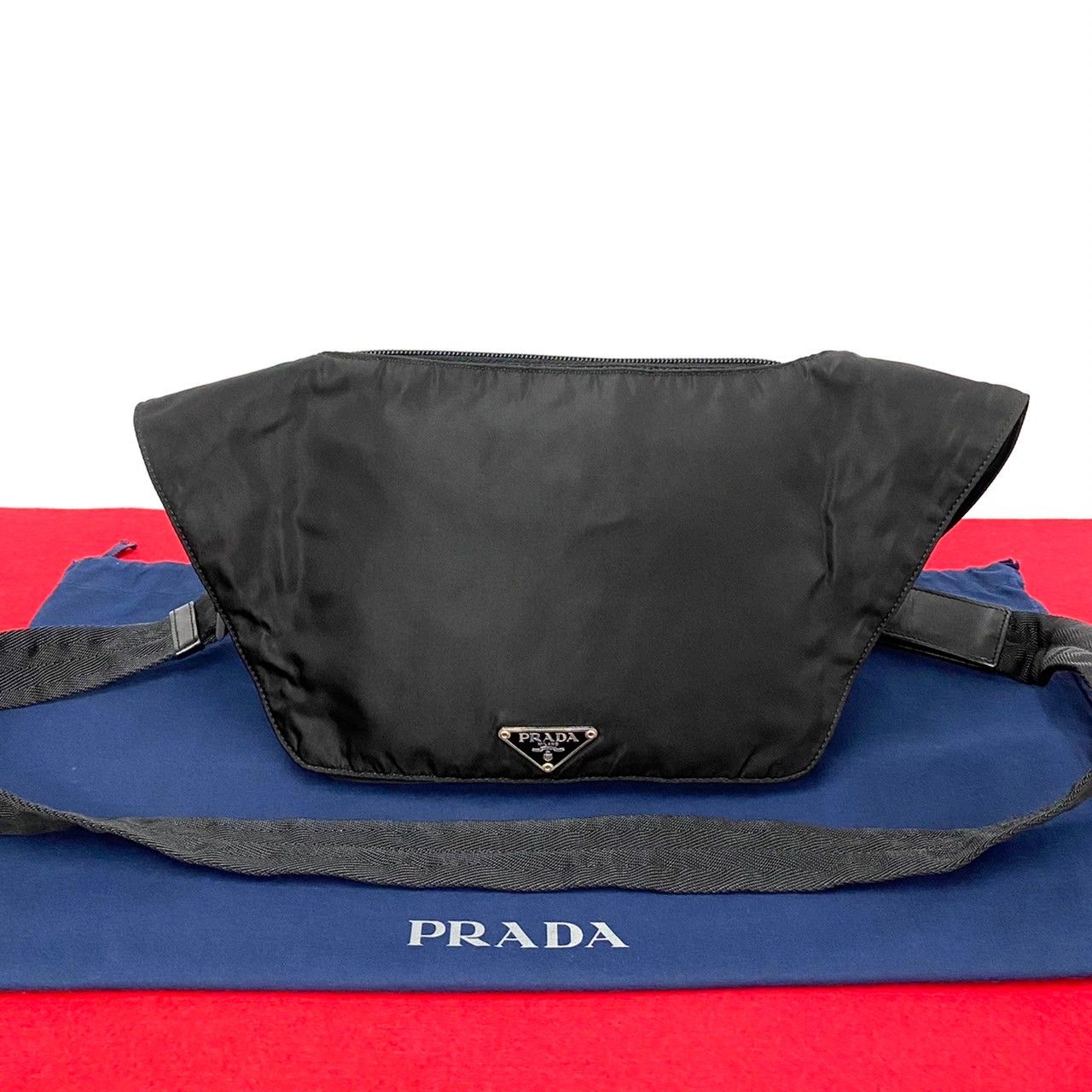 極 美品 希少品 PRADA プラダ 三角ロゴ ナイロン レザー 本革