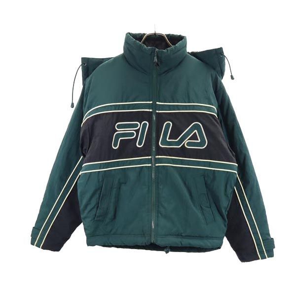 90s FILA ジャケット　中綿 フィラ 90s オールド ナイロン 中綿ジャケット S グリーン系