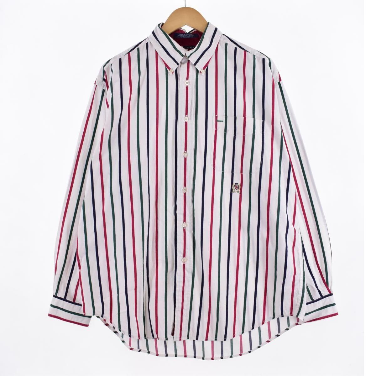 古着 90年代 トミーヒルフィガー TOMMY HILFIGER 長袖 ボタンダウンストライプシャツ メンズXL ヴィンテージ/eaa322700