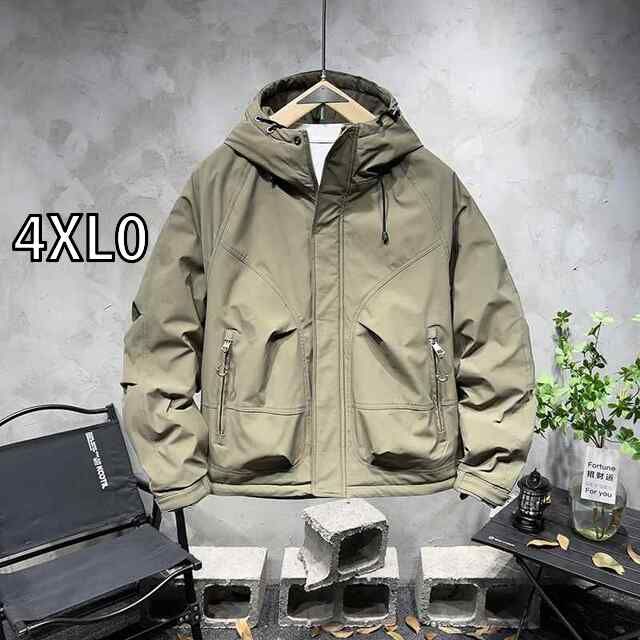 4XL0 秋冬 コーデ メンズ 服 シンプル ファッション オシャレ 大人 かっこいい 大きいサイズ ストリート 紳士服 薄手 コットン ジャケット カジュアル フード付き ワーク ジャケット 暖かい