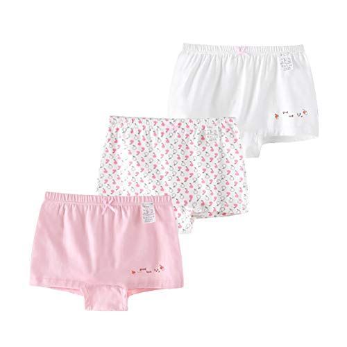 ピンク＆ホワイト＆梨柄_110 [eipatu] 子供用 女の子 パンツ 3点セット ボクサーパンツ インナー ボクサー キッズ ジュニア 肌着 柄 ガールズ 子供 ショーツ コットン 幼稚園 保育園 かわいい (ピ
